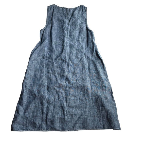 MAX Studio Linen Chambray Dress Blue Size Small Lightweight Pockets - Picture 8 of 9